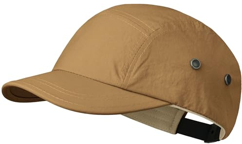 CLAPE 5 Panelkeps för män kvinnor lätt basebollkeps med kort skärm, BSSD2547-TanBrown, one size