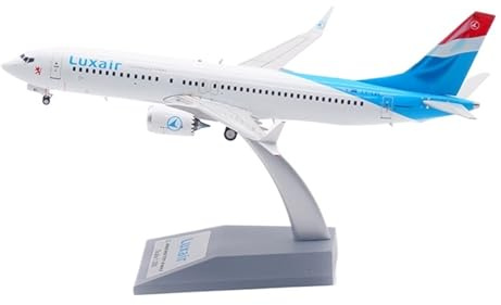 RIVPAHGQ Replika Flugzeugmodelle 19CM Luxair for Boeing B737-8MAX LX-LBL Modellflugzeug Im Maßstab 1:200 Mit Ständer Sammlerflugzeug-Replik Vorgefertigte Luftfahrzeug Modelle