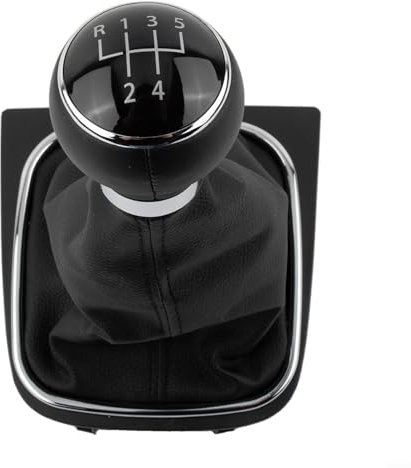 EXTRWORY Kit de funda para pomo de palanca de cambios de coche, funda de palanca de cambios negra y accesorio de perilla de palanca de cambios para EOS para Golf V VI y Jetta (5 velocidades)