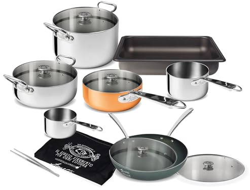 Agnelli - Set Top 13 Pezzi – Multistrato 3-Ply e Antiaderente con Scatola in Legno