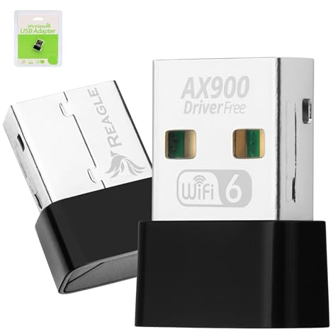 Reagle Adaptador WiFi 6 USB AX900 – 900 Mbps wifi, 5 GHz/2.4 GHz Dual Band WPA3, tarjeta nano wifi, compatible con Windows 10/11, Plug & Play