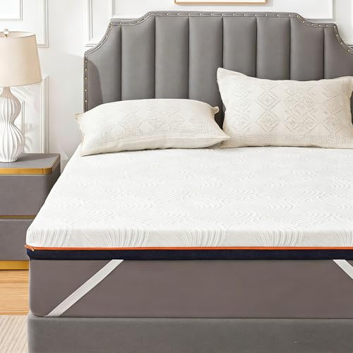 Solviente Surmatelas Mémoire de Forme 140x190cm – 10CM Gel Infusé, Mousse Haute Densité, Surmatelas Ergonomique Respirant avec Housse Hypoallergénique Amovible et Lavable