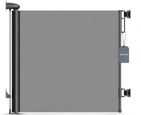 Allyson® Treppen- & Türschutzgitter Kinder, ausziehbar bis 140cm, Schwarz | Einhandbedienung, stolperfrei, doppelte Verriegelung, ABS-Rahmen, kratzfestes PVC-Netz, für Baby, Hund & Katze