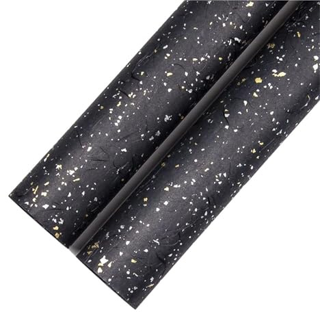 Presentpapper blommigt gör-det-själv-presentpappersset – 5 ark, 6 färger, guld/silver glitter, vattentät (06–svart-5 st)