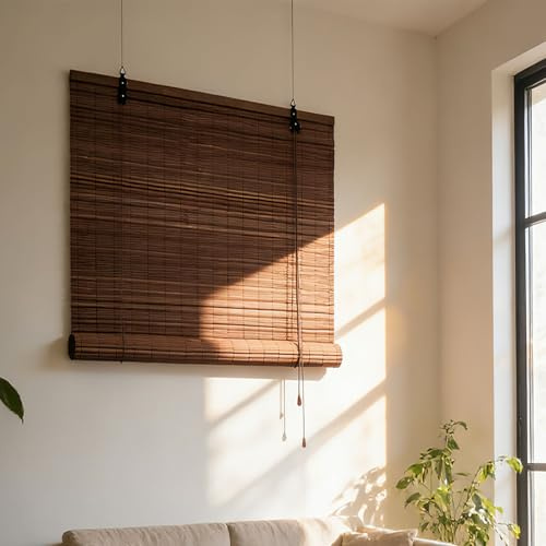 Tende a Rullo in Bambù 40 x 270 cm Traspirante Privacy Impermeabile Tende a Rullo Oscuranti Personalizzabile per Interni Esterni Personalizzate, B