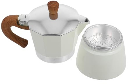 TOGEVAL Caffettiera Moka 150ml Bianco Impugnatura Antiscottatura, Bollitore Espresso Artigianale per 1-3 Persone, Set Porta Caffè Domestico per Cucina, Ufficio e Ristorante