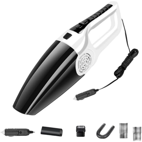 URPIZY Aspirateur à main 12 V avec puissance d'aspiration de 5500 Pa pour voiture Aspirateur humide et sec portable avec buses multi-usages | Compact pour le nettoyage intérieur des véhicules