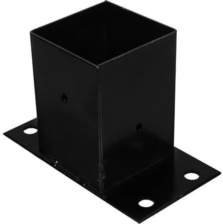 Alipis Support de Poteau en Métal Noir pour Terrasse et Rambarde, Base Robuste pour Poteaux de Boîte aux Lettres, Socle de Pergola Résistant, Accessoire D’ancrage Solide pour Usage
