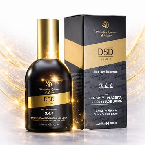 DSD de Luxe 3.4.4 Capixyl + Placenta Shock Lotion 100ml – Haarwachstum Serum gegen Haarausfall mit Acetyl Tetrapeptide-3, Rotklee Extrakt, Biochanin A, Keratin, Niacinamide – Kopfhaut Treatment