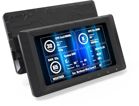 Elprico Monitor de Temperatura de Computadora de 5, Pantalla de Carcasa de PC, Compatible con Temas Dinámicos, Pantalla LCD FHD 854x480 para Computadora GPU CPU Temperatura Memor (Black)