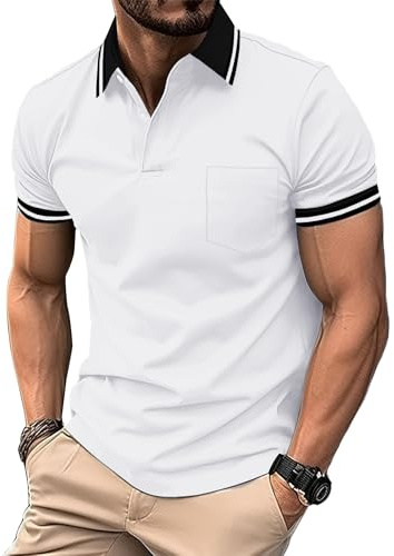 ZITY Mens Polo Shirts Short Sleeve Golf Polo Shirts for Men Adult Outdoor Breathable T Shirt Work Tops Sports Tennis Tee Shirts
