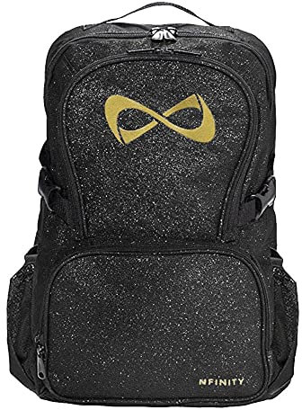 Nfinity Glitzernder Rucksack für Cheerleader – schillerndes Glitzer-Finish, extra langlebig und leicht, ideal für Reisen, lustige Ausflüge und Abenteuer – reichlich Stauraum mit verstellbaren