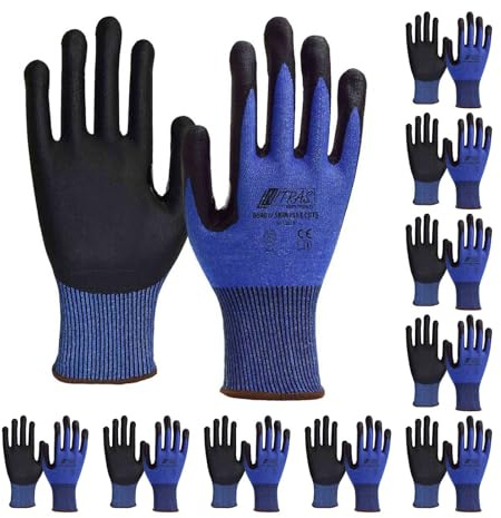 Nitras Skin Flex 6640 Schnittschutzhandschuhe | 10 Paar | Gr. 10 XL | Nitril-Beschichtung an Innenhand & Fingerkuppen | Verstärkte Daumenbeuge | Leistungsstufe 4 | Grau-Schwarz
