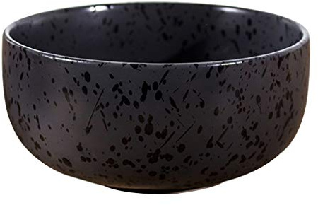 WXiaJ-Ciotole Scodella Tonda in Ceramica Stile Vintage Glaze Color Craft Home Restaurant Scodella Grande in grani Nero