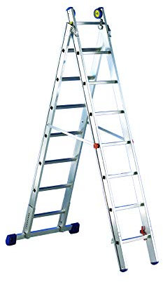 Svelt Scala Professionale 2 Tronchi Deluxe in Alluminio – 6+7 Gradini – Doppia, d’Appoggio o Zoppa – Stabilizzatore Regolabile – Certificata EN131 TÜV – Portata 150 kg