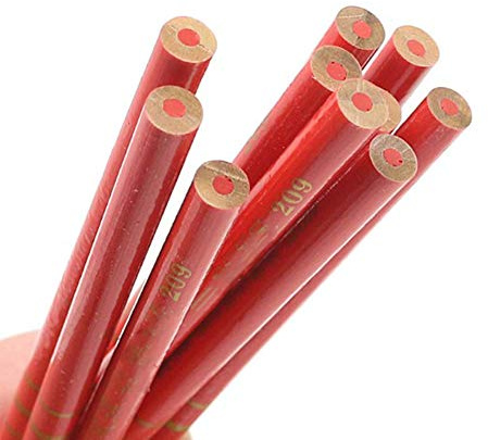 Lápices de carpintero rojo - 20 pcs Lápices de carpintero Plomo para los constructores de bricolaje Carpinteros Carpintero Grueso Núcleo Redondo Recambio 17.5Cm, 0.3Kg