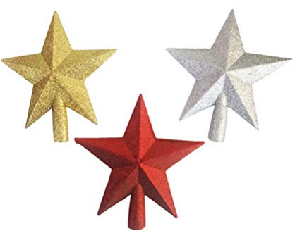 NUOBESTY 3Pcs Christmas Tree Star Toppers Glitter Star Christmas Tree Decoration for Xmas Parties Ornaments