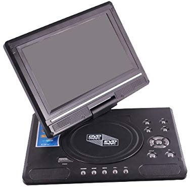 WFGZQ Lettore Dvd per Auto Portatile con Schermo Girevole HD da 9,5 Pollici, Altoparlante Stereo E Doppio Jack per Cuffie, Supporto per Sincronizzazione TV/Scheda USB/SD, Nero