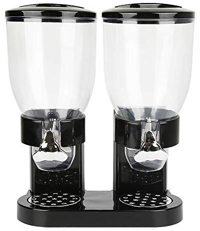 YJIIJY Lot de 2 distributeurs de céréales, robustes et durables, faciles à conserver (noir)