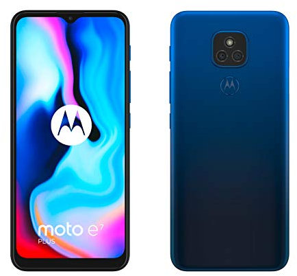 Motorola Moto E7 Plus - 6.5 Max Vision HD+, Qualcomm Snapdragon 460, 48MP sistema de doble cámara, 5000 mAH de batería, Dual SIM, 4/64GB, Android 10 - Color Azul [Versión ES/PT]