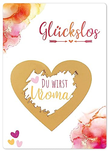 Joli Coon Rubbelkarte Du wirst Uroma, Schwangerschaft verkünden | 350g Designerpapier, fühlbare UV-Lack-Veredelung, zur Schwangerschaftsverkündung, Premium-Papeterie