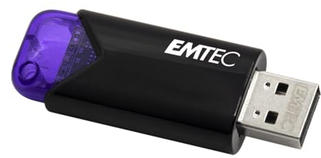 Emtec Click Easy B113 USB 3.0 (3.2) Flash Drive, 128GB Flash Drive, External Storage, Read 20Mbps, Write 10Mbps, Click Easy - 21 x 57 x 12 mm, Purple