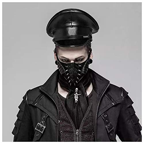 wangqianli 100% Leder Deutschland Offizier Schirmmütze Armee-Hut Mode Cortical Military Hut Polizei Cap Cosplay Halloween-Hut Größe M L XL (Farbe : Schwarz, Größe : 59cm)