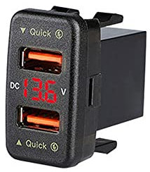 QC 3.0 Dual USB Enchufe Cargador Rápido de Coche con Pantalla de Voltaje y Ranura para Tarjeta para Co=rolla 2007-2019