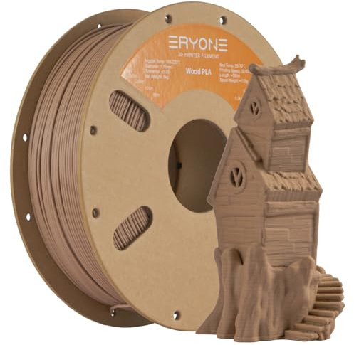 ERYONE Mixed Material PLA Filament 1.75mm +/- 0.03mm, 1kg Spool (2.2LBS) 3D Printer Filament, Wood PLA, Dark Wood