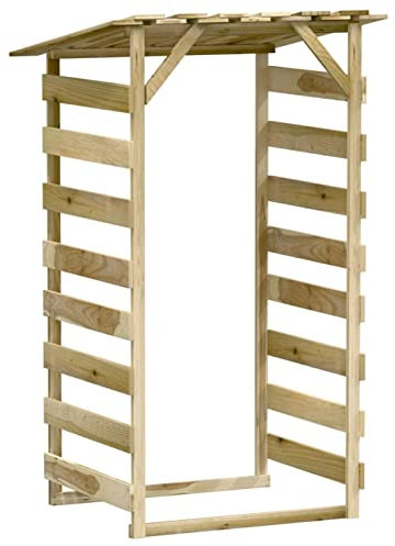 Goliraya Kiefernholz Imprägniert Pergola Gartenpergola mit Dach Unterstand Überdachung Kaminholzregal Brennholzregal Feuerholzregal Garten 100 x 90 x 200 cm (B x T x H),Korrosionsbeständig