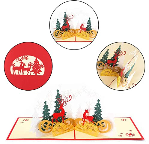 FIBOUND Biglietto Natale 3d Biglietto Auguri Natale Biglietti Auguri Natale - Biglietto Natale Pop Up Natale 3d Auguri Biglietto,per Inviti per Feste di Capodanno