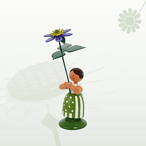 Rudolphs Schatzkiste Miniaturfigur Blumenmädchen mit Leberblume Höhe 12cm NEU Blumenkinder Blumen Miniaturfigur Figuren Seiffen Frühling Erzgebirge Holzfigur Weihnachten Fensterschmuck Spielzeug