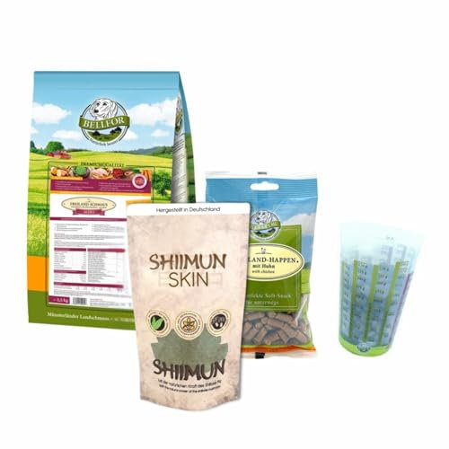 Bellfor Futterset für Zwergschnauzer – Getreidefreies Trockenfutter mit Huhn 2,5 kg, Soft-Snacks 200 g & Ergänzungsfuttermittel Shiimun Skin Pulver 50 g
