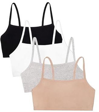 Fruit of The Loom Reggiseno Sportivo da Donna con Cinturino in Cotone e Spaghetti, Sabbia/Bianco/Nero/Grigio Erica, 2