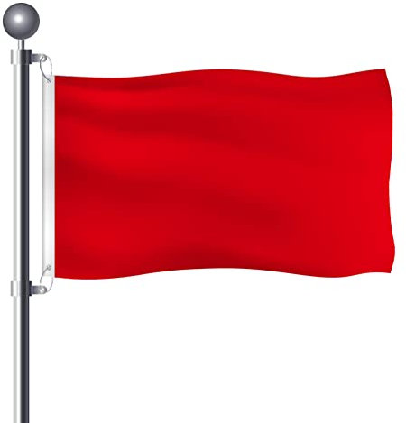 5ft x 3ft Red Flags and Banners Pennant Double Stitched Vivid Color Plain Red Flags Polyester Decoration for Garden Room Game Parade Sport Events Festival Party 90 X 150cm with Brass Grommets