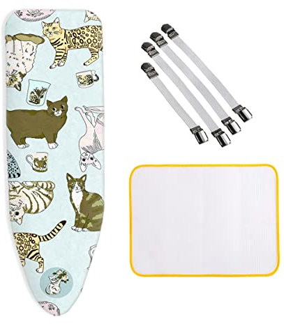 Housse Table à Repasser pour Centrale Vapeur, XXL 160x60 cm 100% coton Housse de Planche a Repasser 4 Clips de Fixation, Housse Table a Repasser Montage Rapide pour Home & Hotel