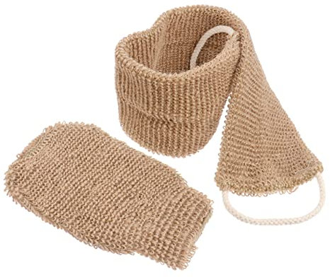 FRCOLOR Ramie Jute Peeling Rückenschrubber Mit Handschuh Langes Badeschrubbtuch Natürliche Hautpflege Für Dusche Bad Und Spa