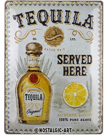 Nostalgic-Art Retro Blechschild, 30 x 40 cm, Tequila Served Here – Geschenk-Idee als Bar-Zubehör, aus Metall, Vintage Design, Blechschilder Sprüche | aus Metall, Vintage Design, Blechschilder Sprüche, Geschenk-Idee für die Hausbar