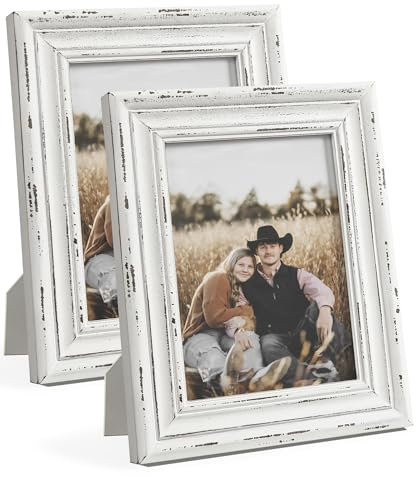 Mazjoaru Bilderrahmen 13x18 Weiß Fotorahmen aus Holz Bilderrahmen Vintage Rustikal Bauernhaus-Stil Deko Wand oder Desktop 2er Set Geschenk für Mama Oma Weihnachtsgeschenke