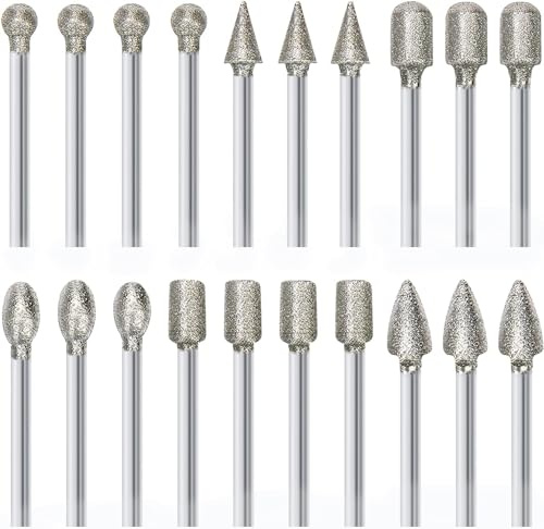 Schnitzset, Diamant-Frässtifte, Rotationswerkzeuge, Zubehör, Schleifgrate mit 0,3 cm Schaft zum Schnitzen, Gravieren, Schleifen, Polieren von Stein, Glas, Schmuck, Keramik, Stein