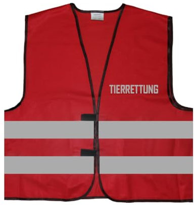 Tierrettung Warnweste BZW. Signalweste mit reflektierendem Aufdruck - Größe L/XL, Rot