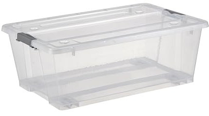 Jocca - Scatola portaoggetti con ruote e coperchio, con clip grandi/plastica rigida/per riporre vestiti, giocattoli../ organizzazione in casa/baule organizer (57 x 38 x 21)