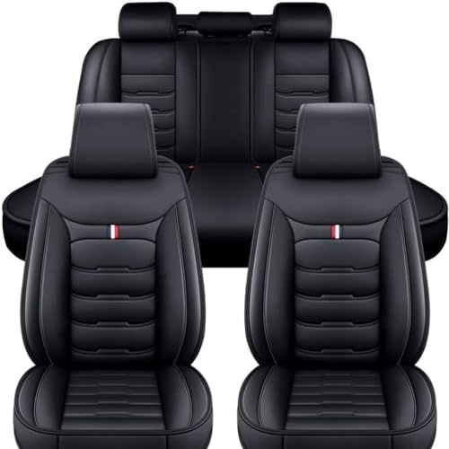 SSIMOO Auto Sitzbezüge Set Autositzbezüge für Hyundai Tucson 2000-2024, Vorne Und Hinten Leder Auto-Schonbezüge Wasserdicht Zubehör Innenraum,A/Black