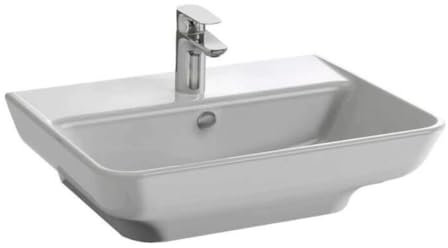 Jacob Delafon - Lave-mains Struktura 45cm, non meulé pour installation sur colonne ou suspendu - 1 trou avec trop plein - Blanc -EGH112-00