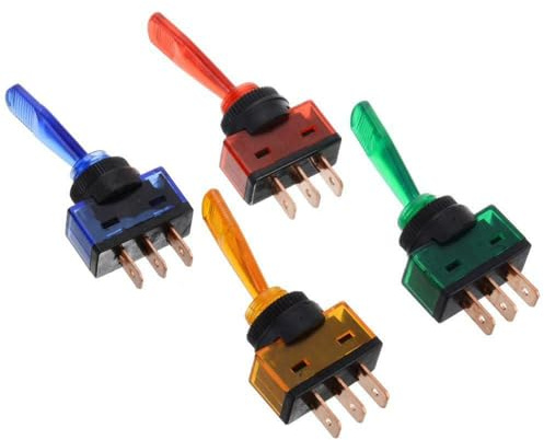 Lot de 4 interrupteurs à bascule 12 V 20 A, 3 broches et 2 positions éclairés pour voiture, camion, bateau