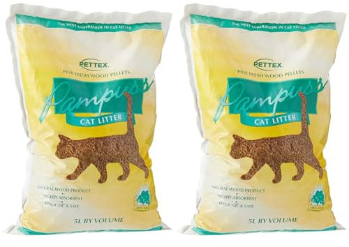 Pettex Pampuss Woodbase Cat Litter, 5 Liter (Pack of 2)