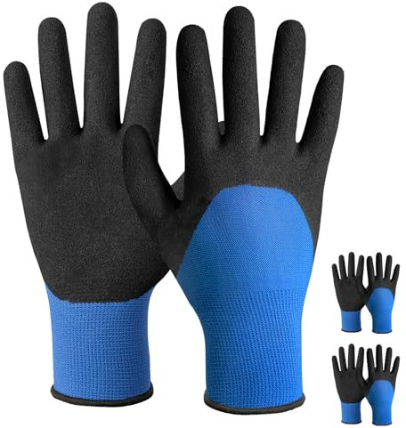 Velway Guanti da Lavoro Uomo - 2 Paia Guanti da Giardinaggio Donna - Resistenti all'Abrasione Rivestiti in Nitrile - Versatile Protettivi per Montaggio Edilizia Meccanica Bricolage - Taglia 9/L