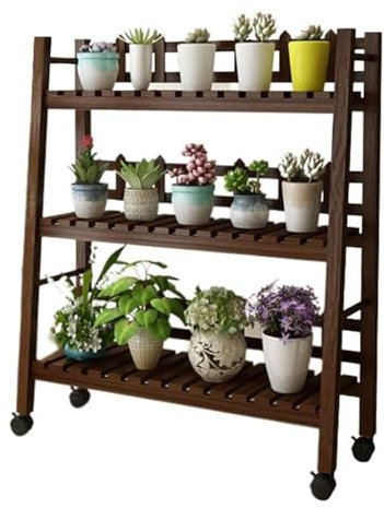 UHJKLA Pflanzenständer, Pflanzenregal für den Innenbereich für mehrere Pflanzen, 3-stufiges Eck-Pflanzenständerregal aus Holz, einfacher Blumenständer für den Außenbereich, Top