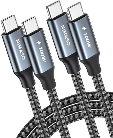 NIMASO 2 Pack USB C to USB C Cable 2M, USB Type C 100W 20V/5A PD Fast Charging Data Cable with E-Mark Chip for MacBook Air/Pro iPad Pro/Air/Mini 6,Galaxy S23 Ultra, Pixel 7 Pro