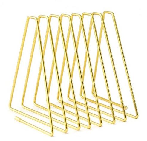 FEIQIAO Verstellbares Teleskop-Dreieck-Schallplattenregal-Bücherregal, Ordner-Organizer-Sortierer aus Draht, dekorativer Desktop-Buch-Organizer-Zeitungsständer (golden, 7-Raster)